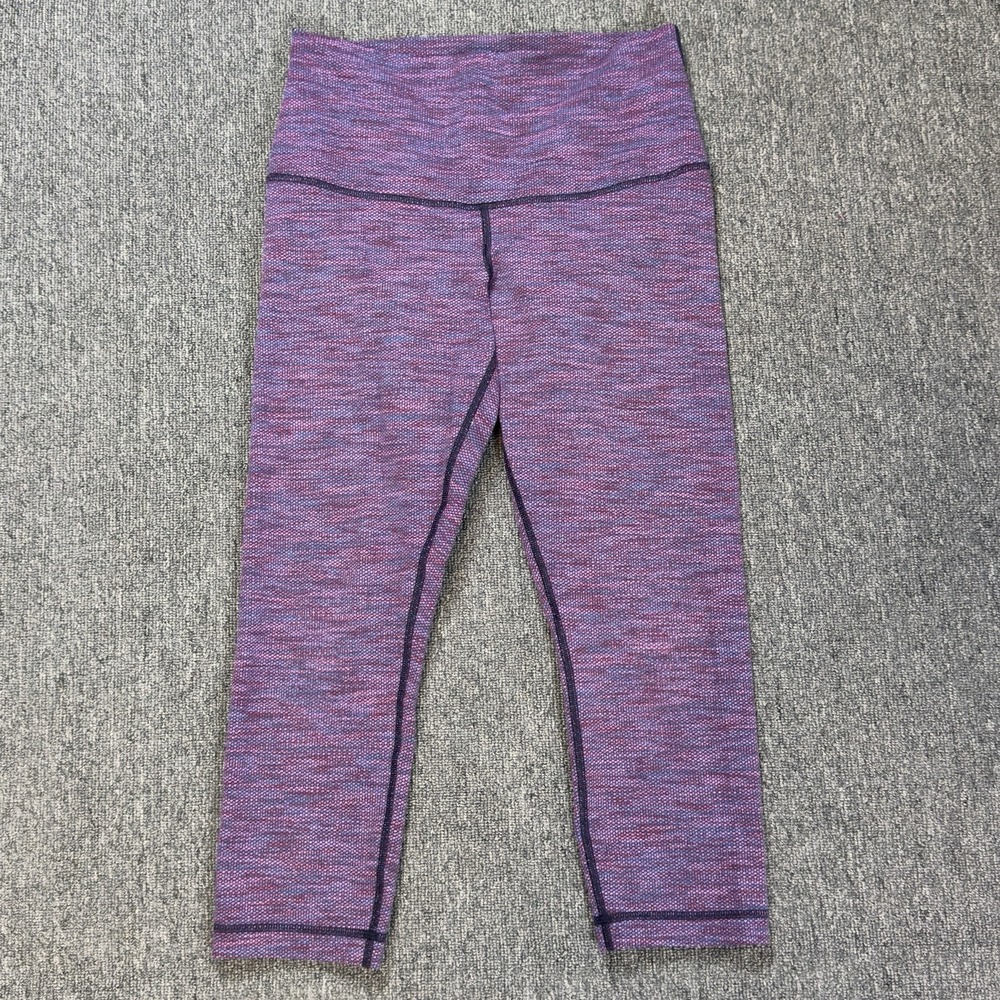 Lululemon Women's Crop Leggings Purple Space Dye Athletic Yoga No Size Tag